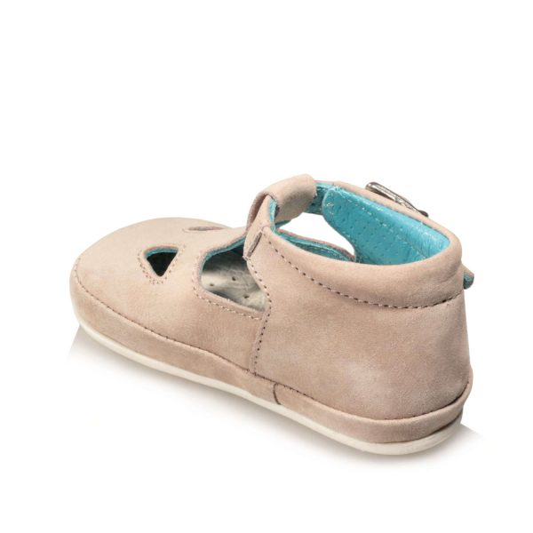 Scarpe con due occhi, in camoscio, suola in gomma, color celeste