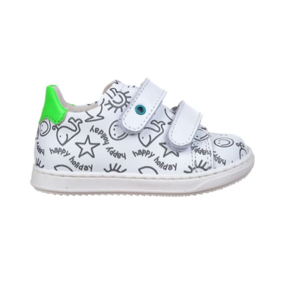Sneakers da bambino con tomaia da colorare - Inserti verde fluo