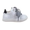 Sneaker bambina con laccio in tessuto bianco e nero foto laterale