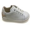 Sneakers da bimba con stellina di pelle glitterata platino - In offerta