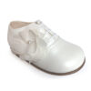 Scarpa da bambina bianco perlato con fiocco in organza